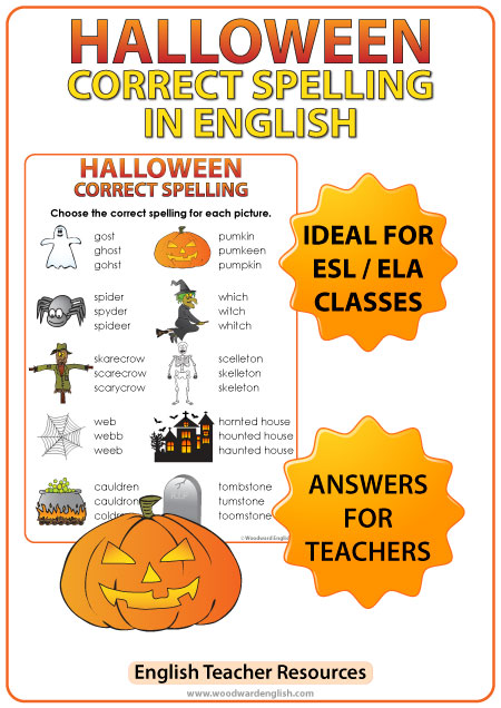 Halloween English Spelling Worksheet | Woodward English