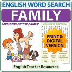 Members of the Family in English Word Search - English Teacher Resource