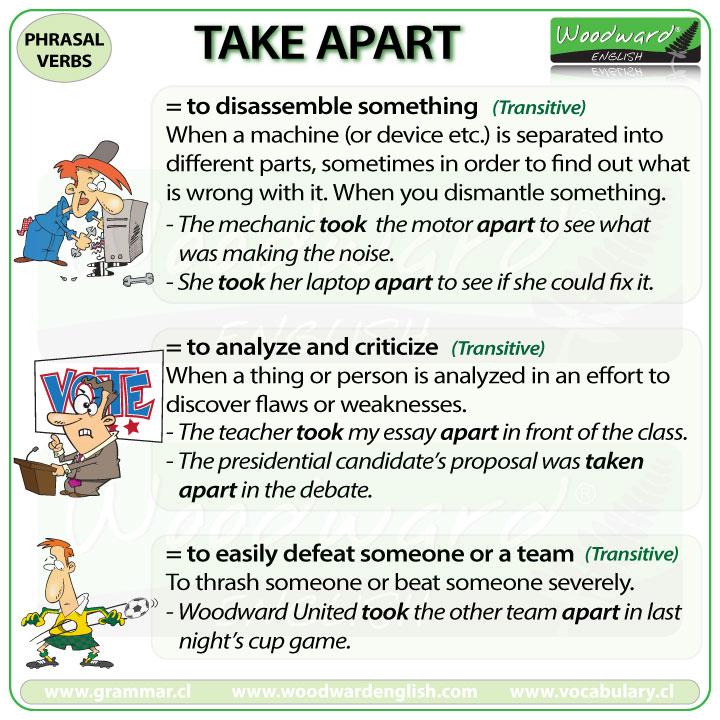 TAKE APART – phrasal verb – meanings and examples