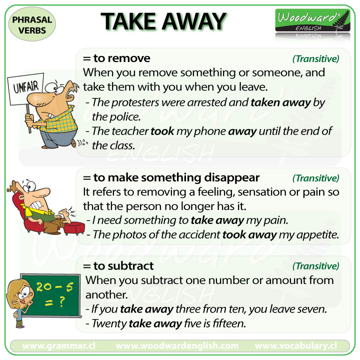 Take Away  O que significa este phrasal verb?