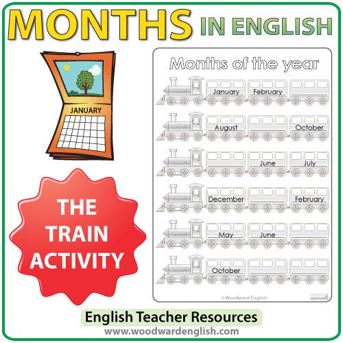 Months of the Year in English Worksheets - The Train Activity