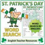 Saint Patrick's Day Word Search in English
