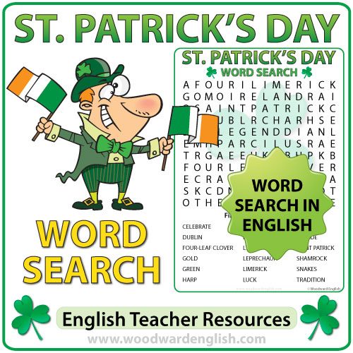 Saint Patrick's Day Word Search in English