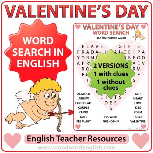 Valentine's Day English Word Search