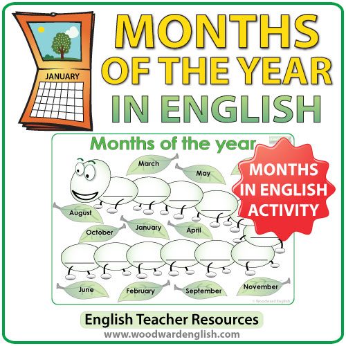 Months of the Year in English - The Caterpillar activity - ESL / EFL Teacher Resource