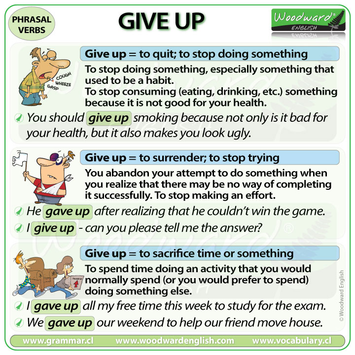 GIVE UP - Meaning and examples of the English Phrasal Verb GIVE UP