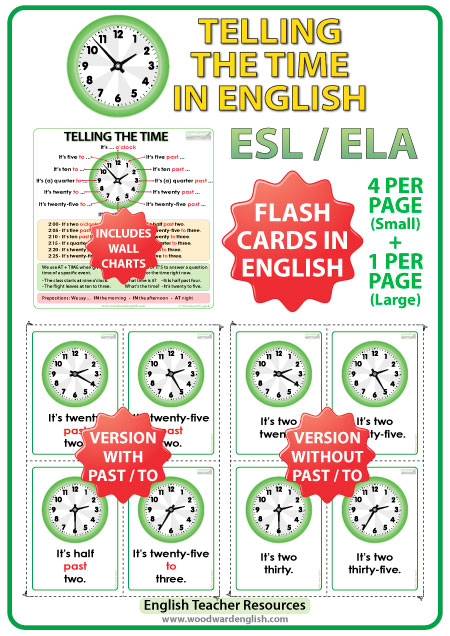 Telling the Time in English - Flash Cards and Charts