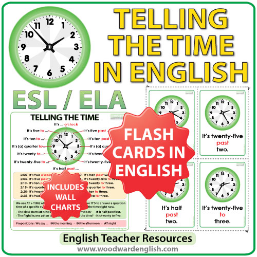 Flash Cards and Charts for Telling the Time in English