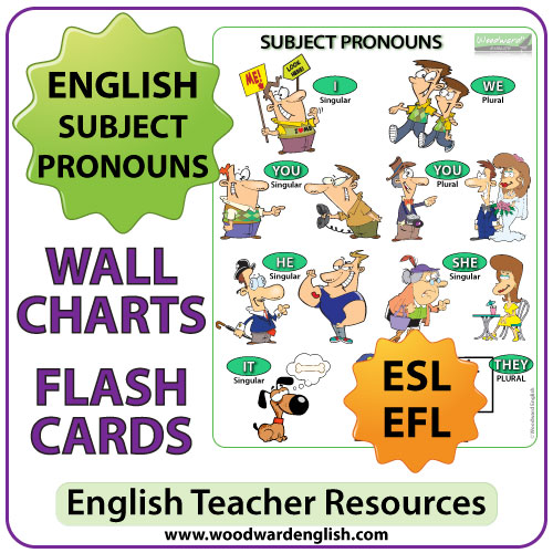 English Subject Pronouns Chart and Flash Cards - ESL Teacher Resource