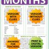 Months in English Word Search - Learn English months of the year