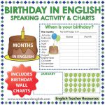 English Months - Birthday Speaking Activity and Wall Charts