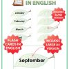 English Months of the Year - ESL Flash Cards - Leaf Design