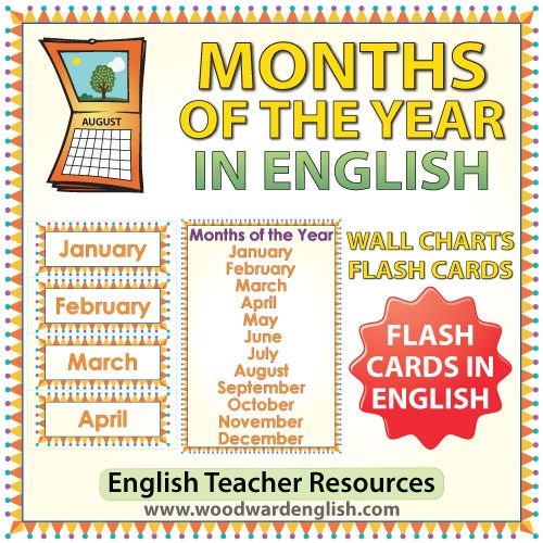 English Months of the Year - ESL Flash Cards / Charts