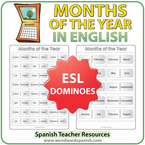 Months in English - Dominoes - ESL/EFL Teacher Resource
