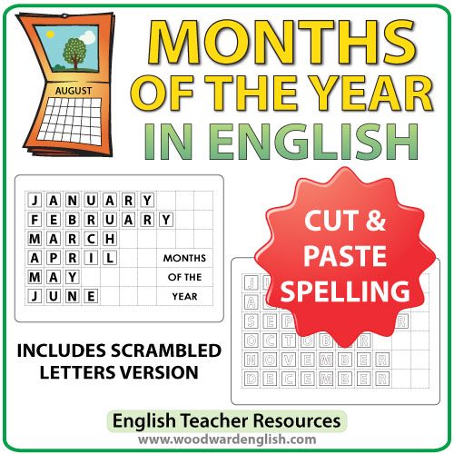 Months of the year in English - Cut and Paste Spelling Activity - ESL Resource