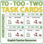 TO, TOO, TWO - Task Cards - ELA Resources
