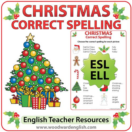 English spelling activity with Christmas vocabulary.