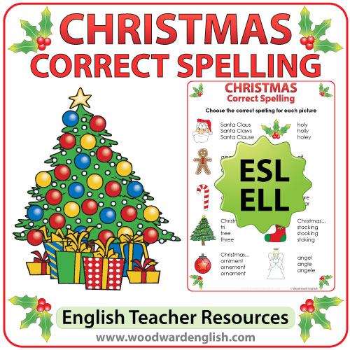 Christmas English Spelling Worksheet | Woodward English