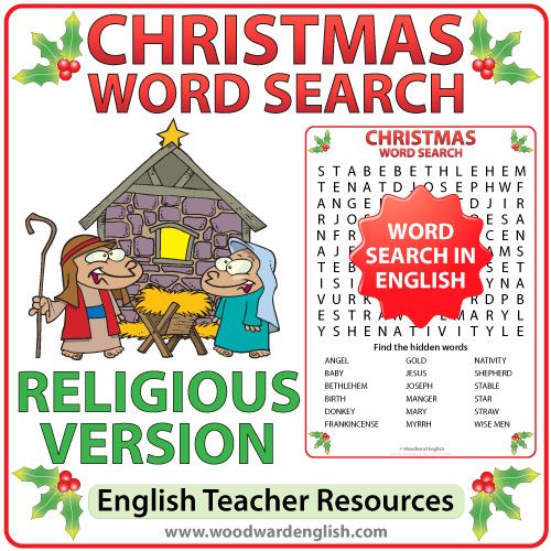 Christmas Word Search - Religious Vocabulary Version.