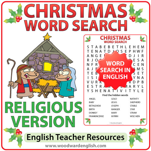 Christmas Word Search - Religious Vocabulary Version.