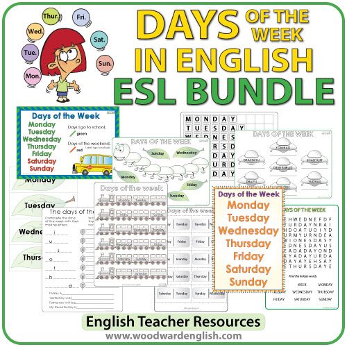 Days of the week in English Woodward English  Learn english, Learn english  words, English day