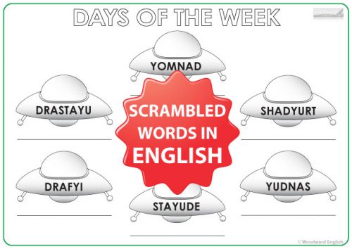 English Days of the Week - ESL / ELL Worksheet - UFOs