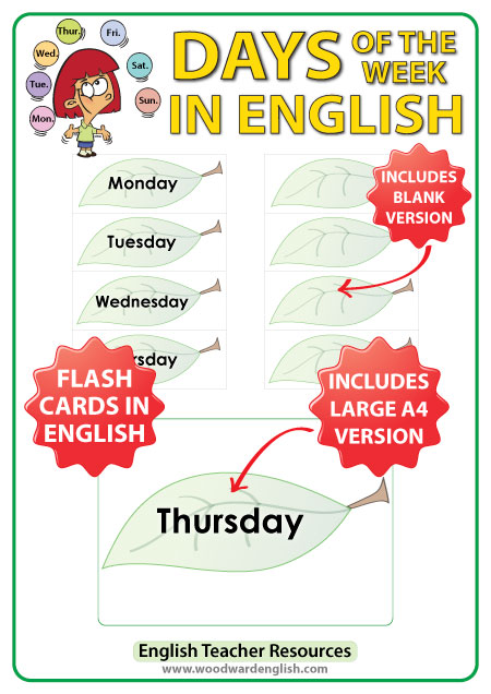 Days of the week in English Woodward English  Learn english, Learn english  words, English words