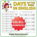 English Days of the Week - Dominoes - ESL/ELL Teacher Resource