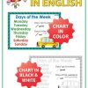 I go to school - Days of the Week English Chart