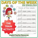 ESL/ELL Worksheets about Days of the Week in English - Train Activity