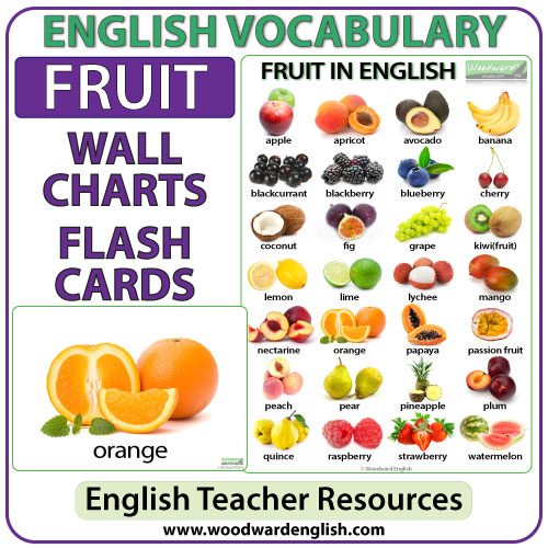 Fruit in English - Flash Cards and Charts - ESL/ELL Teacher Resource