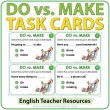 ESL/ELL Task cards to practice the difference between DO and MAKE in English.