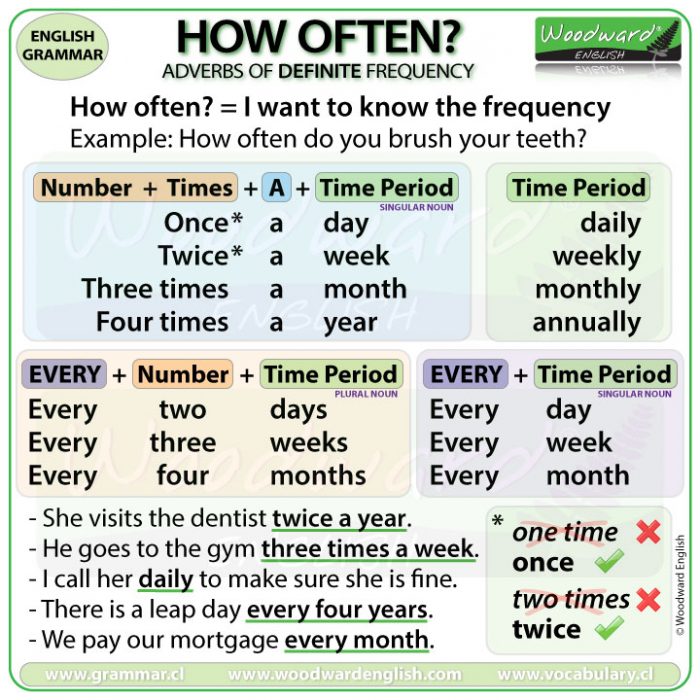 How often? Adverbs of Definite Frequency in English