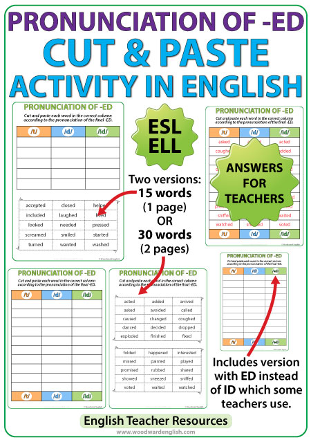 ED Pronunciation - ESL Cut and Paste Activities - English Teacher Resource