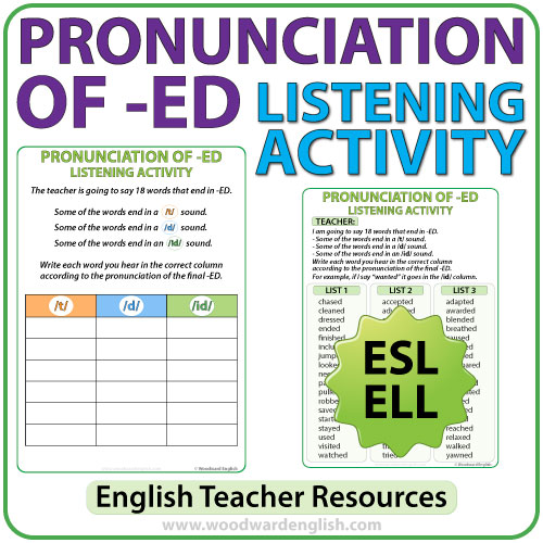 ED Pronunciation in English - ESL listening activity - Teacher Resource