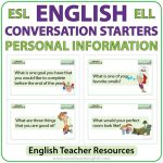 English Conversation Starters - Personal Information Flash Cards