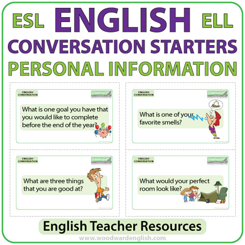 English Conversation Starters - Personal Information Flash Cards