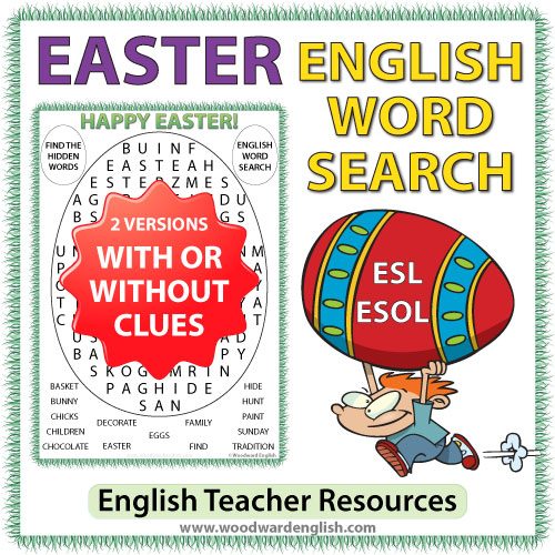Easter Word Search for English teachers