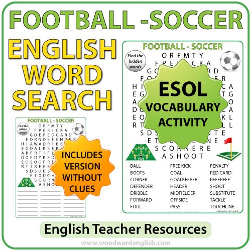 Football / Soccer Word Search - English Vocabulary