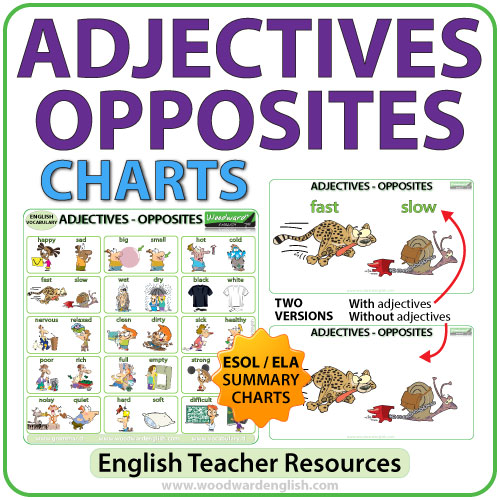 English Adjectives - Opposites Charts - ESOL Resource