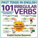 Past Tense in English - 101 irregular verbs flash cards / charts