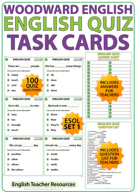 Woodward English Task Cards - English Quiz - Set 1 (Questions 1-100)