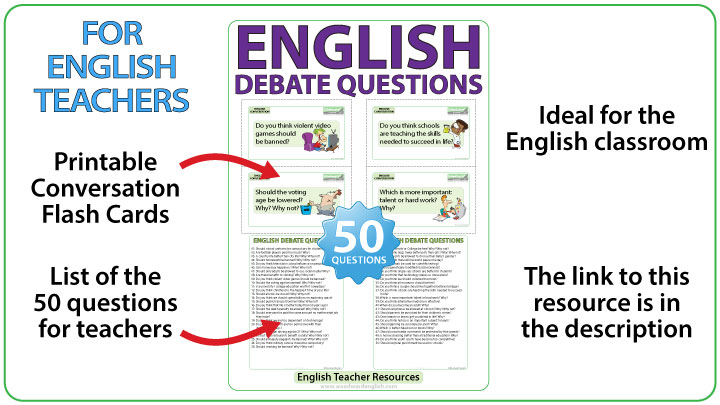 50 English Debate Questions – Teacher Resource