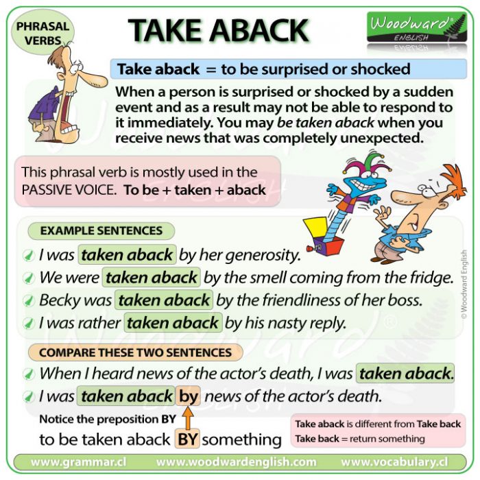 TAKE ABACK - Meaning and examples of the English Phrasal Verb TAKE ABACK