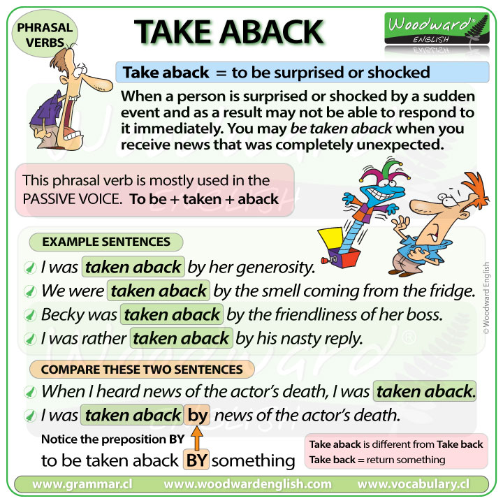 TAKE ABACK – phrasal verb – meanings and examples