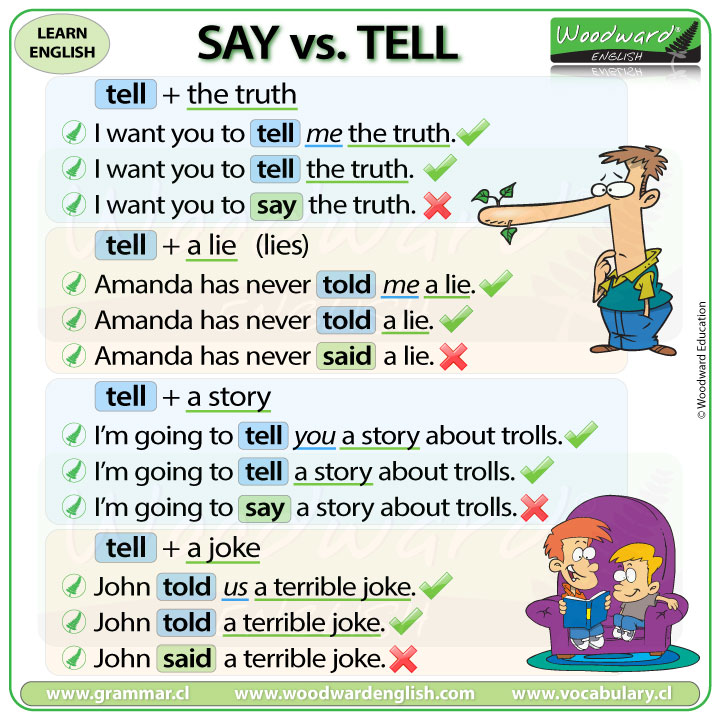 Tell the truth, tell a lie, tell a story, tell a joke - Example sentences in English