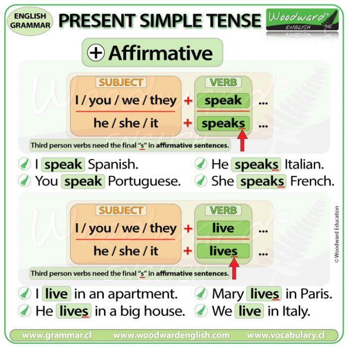 Present Simple Tense Affirmative Sentences in English