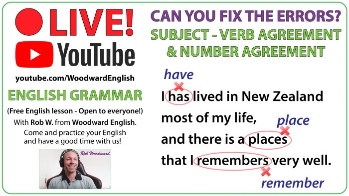 Subject + Verb Agreement - Number Agreement Error Analysis - Live on YouTube