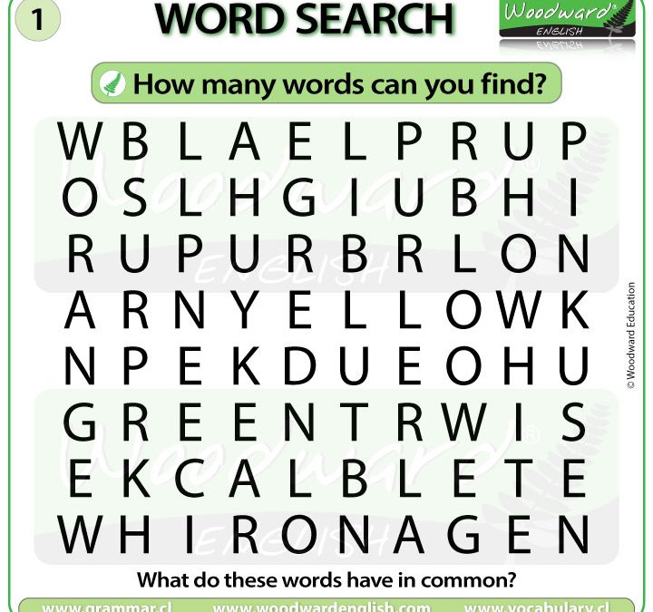 Colors Word Search in English