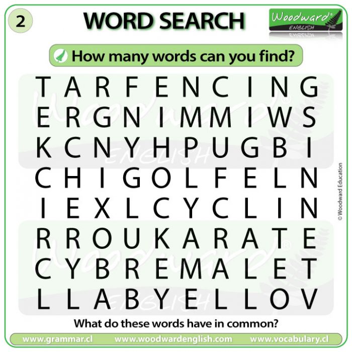 Sports Word Search in English - Woodward English Word Search about sports